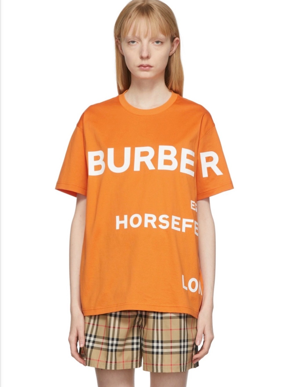 Burberry Orange Logo Panel Short-Sleeve Tee